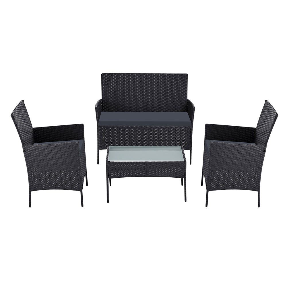 Toorak Luxury 4 Piece Lounge Setting With Storage Cover - Black